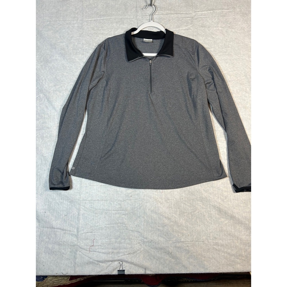 DANSKIN NOW Womens‎ Gray Quarter Zip Long Sleeve Athletic Pullover Shirt XXL
